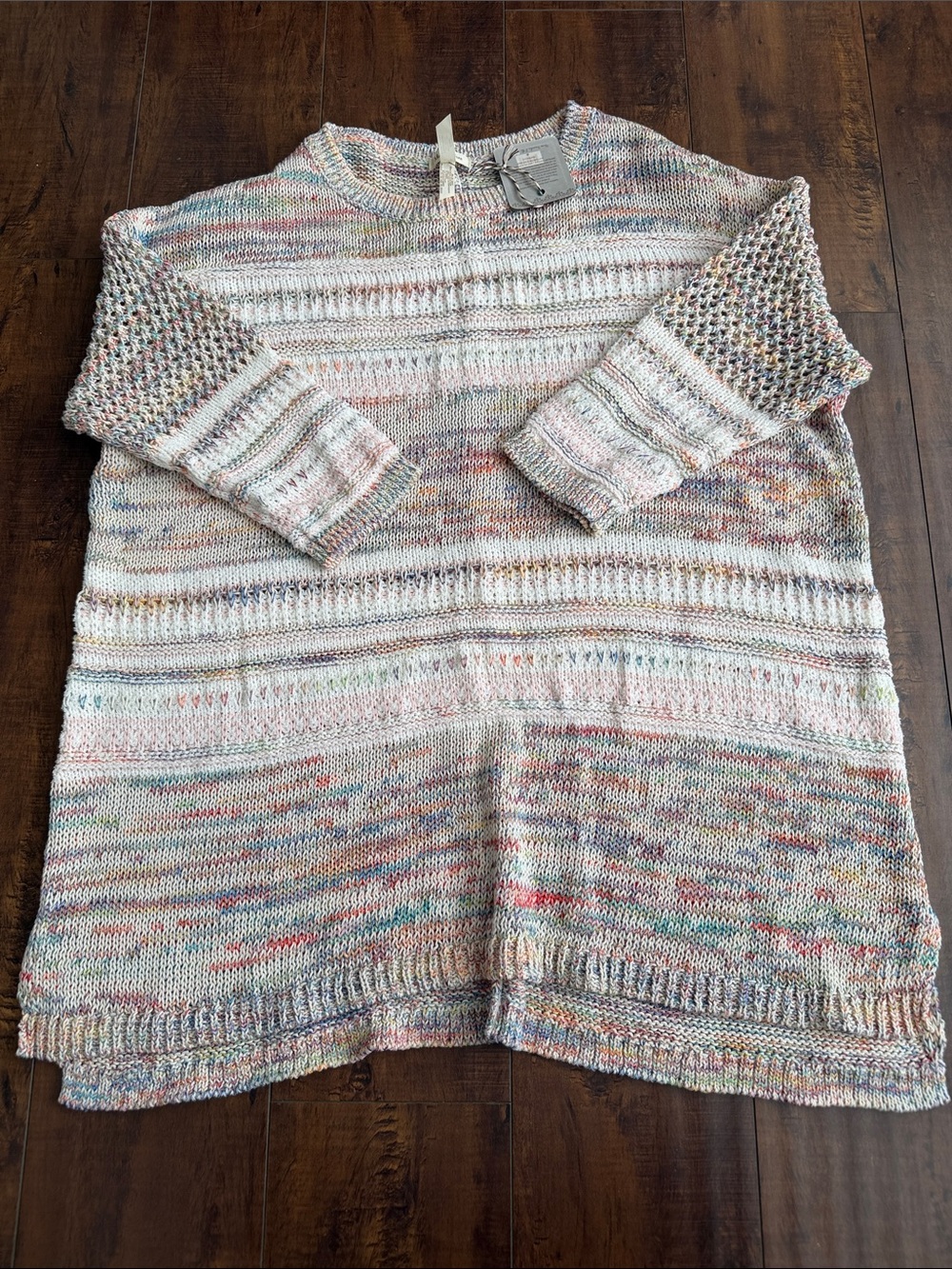 Matilda Jane Cream Speckled Open-Knit Crewneck Sweater